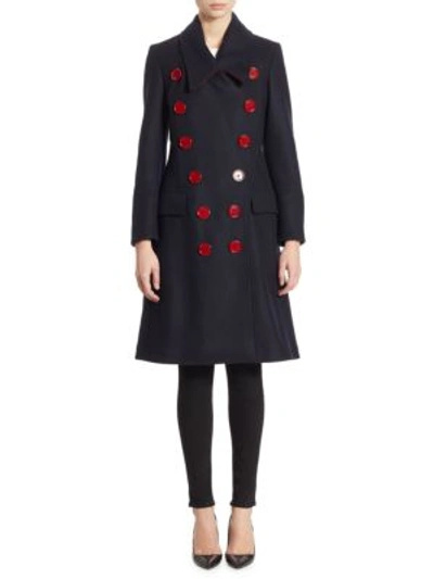 Shop Burberry Highlighted Wool Jacket In True Navy