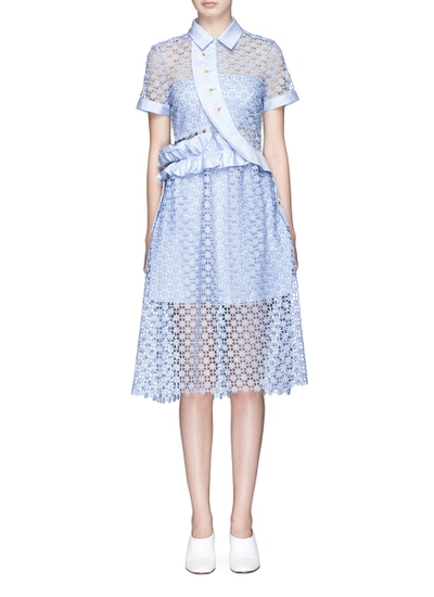 Self-portrait Baby Blue Daisy Button Midi Dress ModeSens
