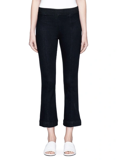 Helmut Lang Pull-on Crop Flare Denim Trousers, Black In Rinsed Black