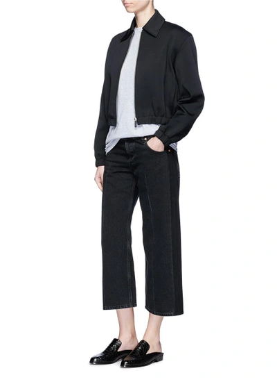 Shop Helmut Lang Scuba Jersey Cropped Bomber Jacket