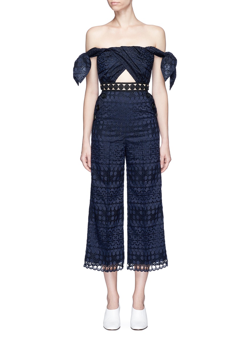 self portrait off shoulder jumpsuit