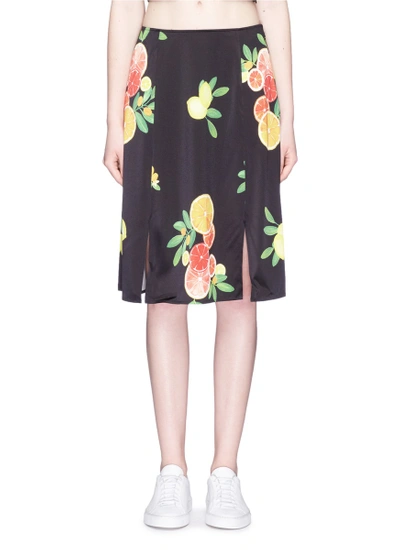 Lpa Citrus Print Slit Front Satin Skirt