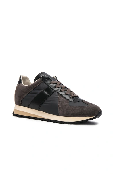 Maison Margiela Calfskin & Suede Retro Runner Sneakers In Black & Grey