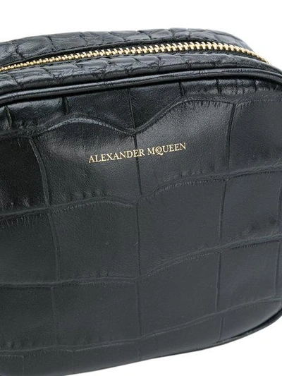 Shop Alexander Mcqueen Crocodile Effect Crossbody Bag In Black