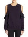 CLU Cold-Shoulder Pleated Silk Pullover