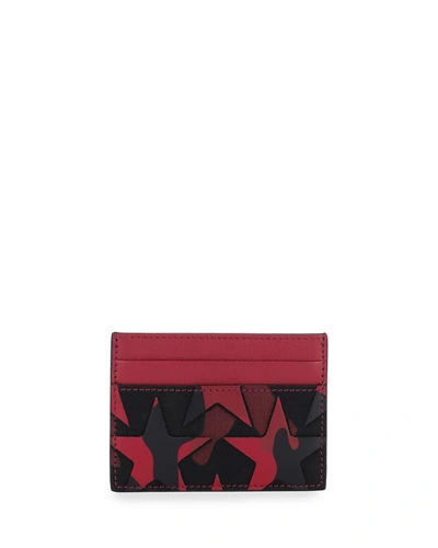 Valentino Garavani Camustars Canvas & Leather Card Case, Red In Green