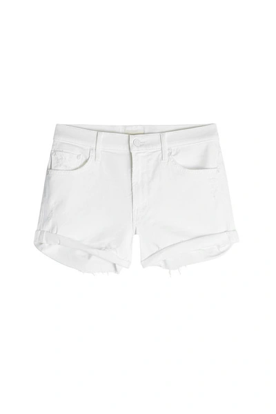 Mother Cut Off Denim Shorts In White