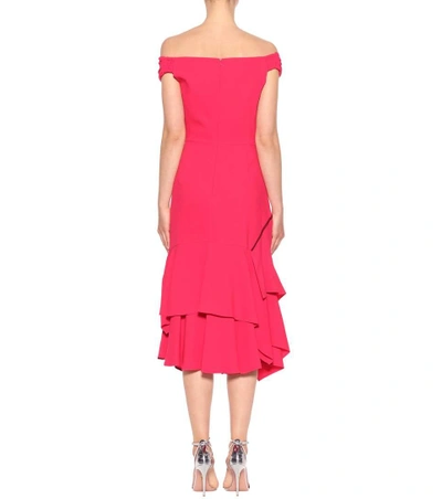 Shop Peter Pilotto Off-the-shoulder Midi Dress In Pink