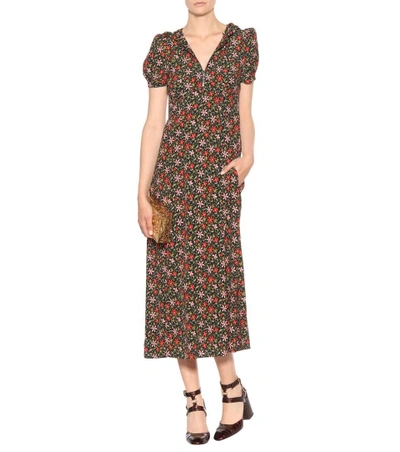 Shop Alexa Chung Hooded Floral-printed Dress In Multicoloured