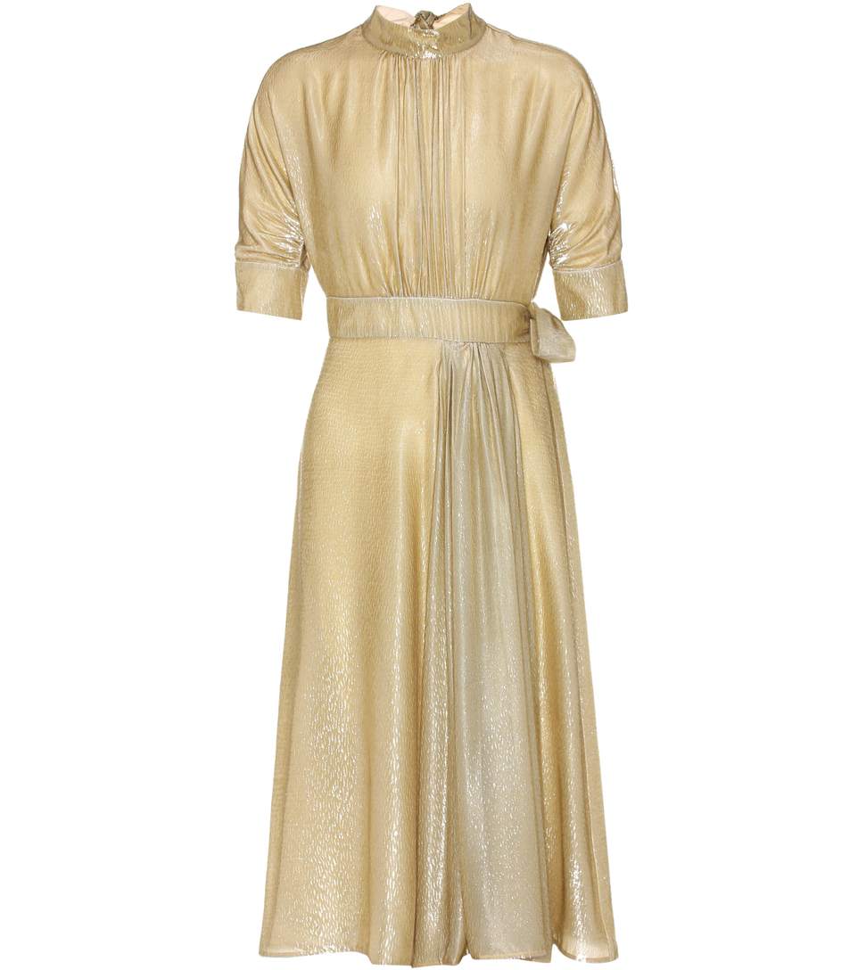 Prada LamÉ Silk Blend Velvet Dress In Neutrals | ModeSens