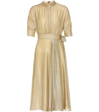 Prada Lamé Silk Blend Velvet Dress In Gold