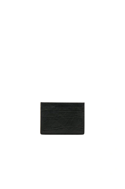 Shop Saint Laurent Croc Embossed Cardholder In Black