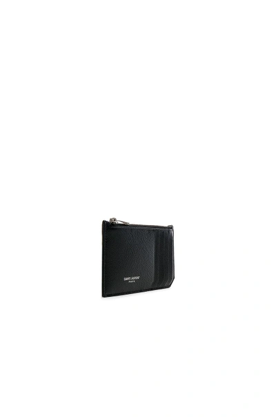 Shop Saint Laurent Zipped Fragments Credit Card Case In Black