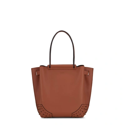 Tod's Wave Shopping Bag Small In Brown