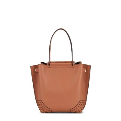 Shop Tod's Wave Shopping Bag Small In Brown