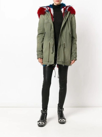 Shop Mr & Mrs Italy Trimmed Hood Mid Parka In Green