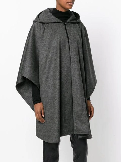 Shop Saint Laurent Oversized Hooded Cape In Grey