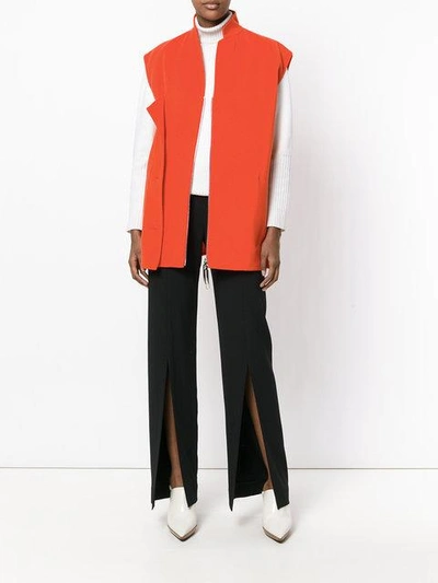 Shop Marni Asymmetric Gilet Jacket In Red