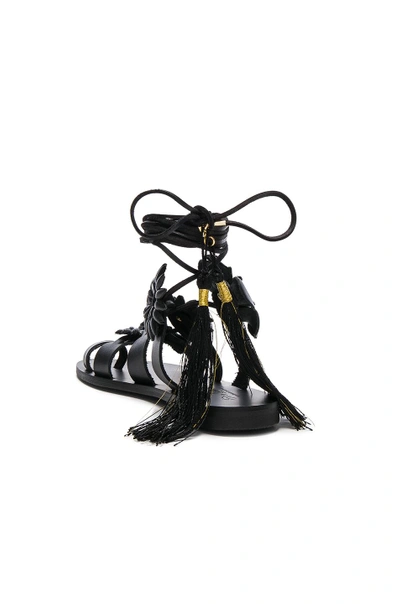 Shop Elina Linardaki For Fwrd Leather Lace Up Sandals In Black