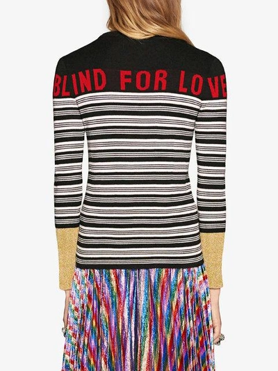 Shop Gucci Blind For Love Striped Knit Top In Black