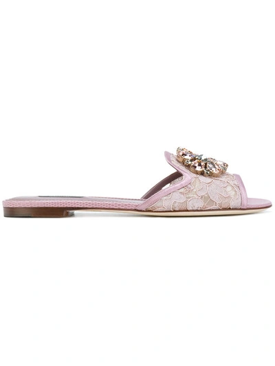 Shop Dolce & Gabbana Bianca Flat Sandals