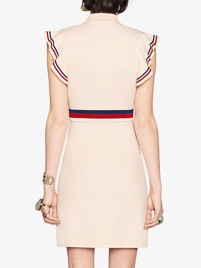 Shop Gucci Sylvie Web Stretch Jersey Dress In Neutrals