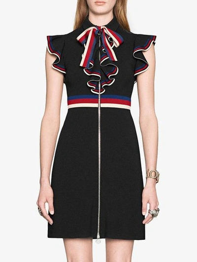 Shop Gucci Sylvie Web Stretch Jersey Dress In Black