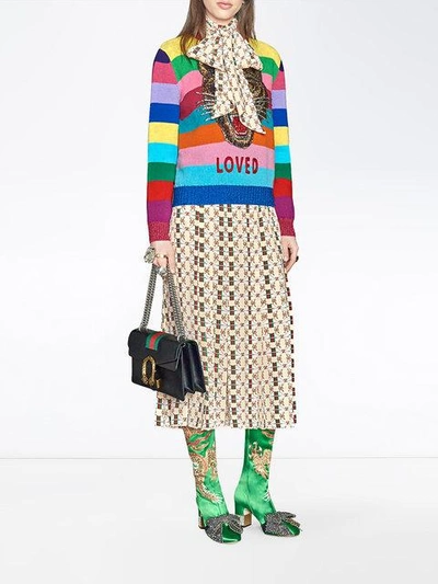 Shop Gucci Wool Sweater With Embroidery In Multicolour