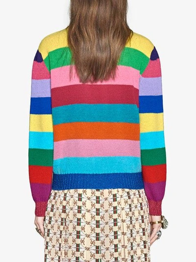 Shop Gucci Wool Sweater With Embroidery In Multicolour