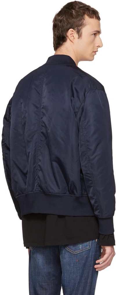 Shop Diesel Black Gold Navy Nylon Bomber Jacket In 86u Blue