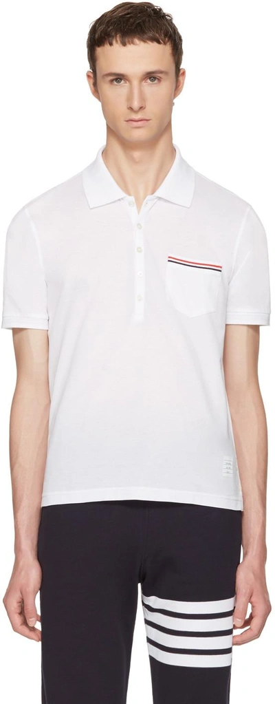 Shop Thom Browne White Pocket Polo In White 100