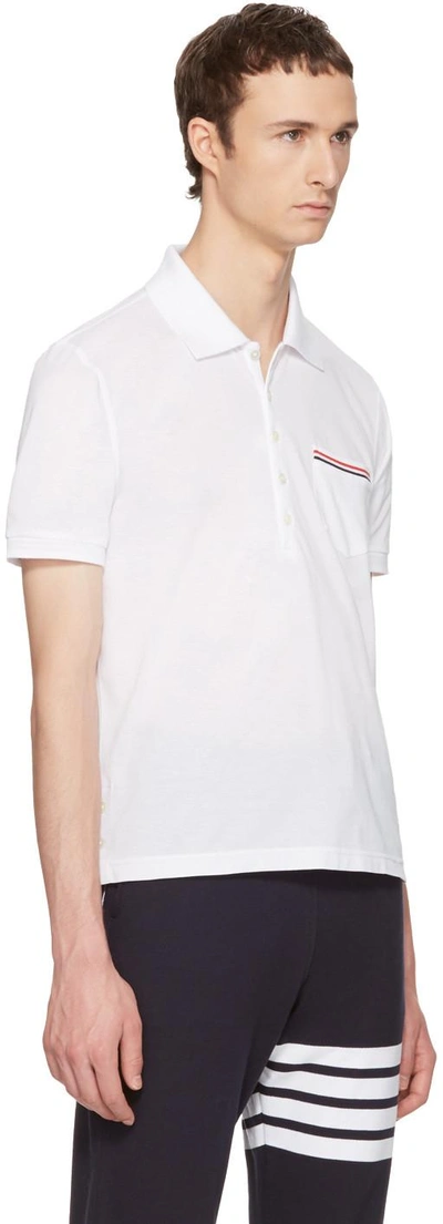 Shop Thom Browne White Pocket Polo In White 100