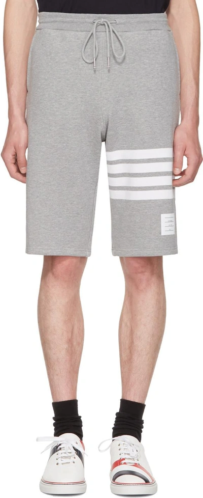 Shop Thom Browne Grey Classic Four Bar Lounge Shorts In Light Grey 068