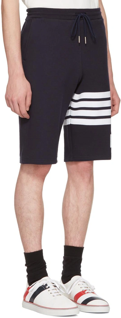 Shop Thom Browne Navy Classic Four Bar Lounge Shorts In Navy 461