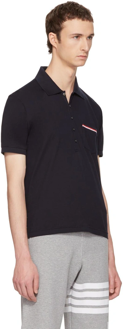 Shop Thom Browne Navy Pocket Polo