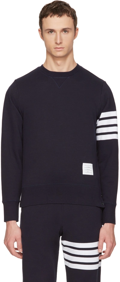Shop Thom Browne Navy Classic Four Bar Sweatshirt In Navy 461
