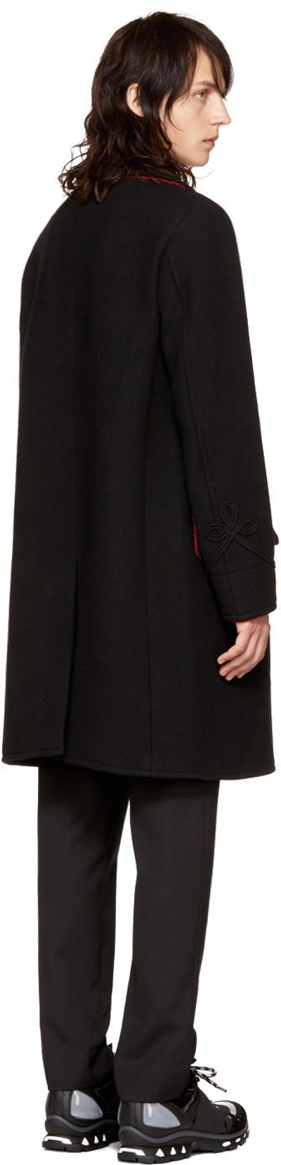 Shop Givenchy Black Long Wool Peacoat