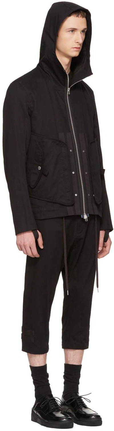 Shop Helmut Lang Black Hooded Utility Jacket