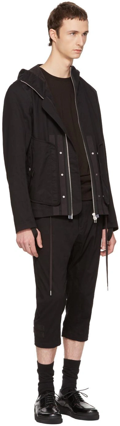 Shop Helmut Lang Black Hooded Utility Jacket