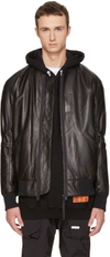 HELMUT LANG Black Leather Bomber Jacket