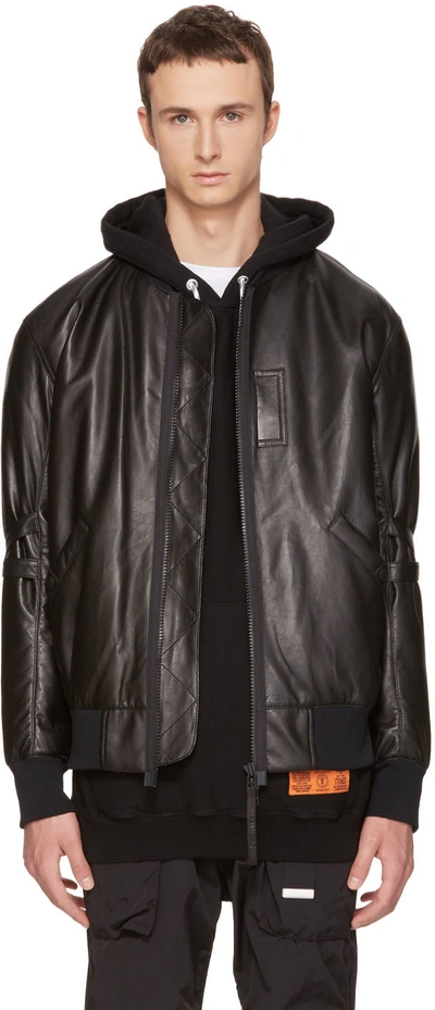 Helmut Lang Bantam Leather Bomber Jacket In Black