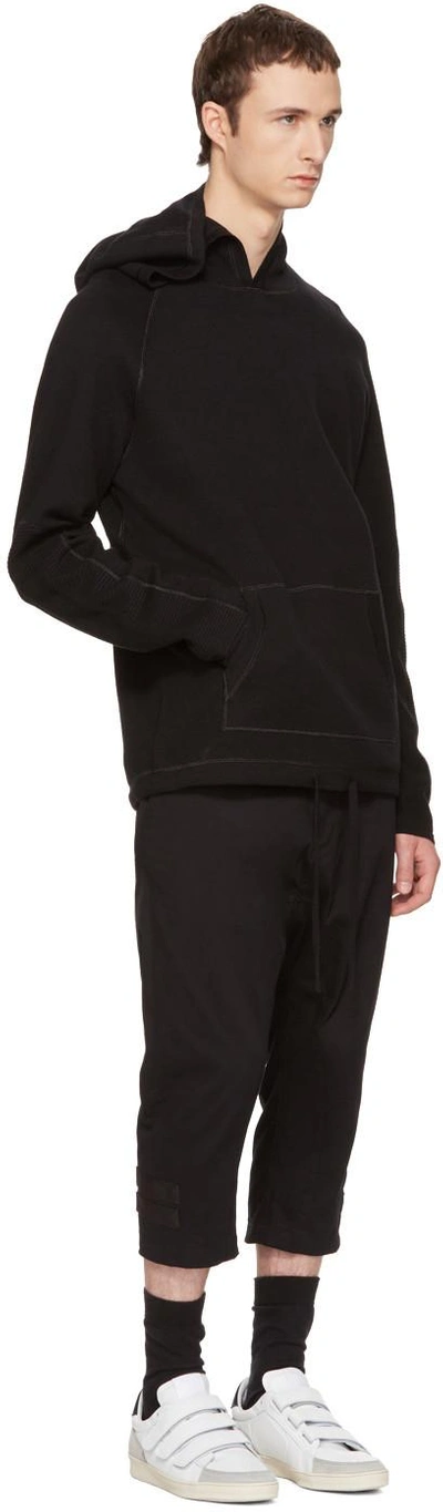 Shop Helmut Lang Black Waffle Stitch Hoodie