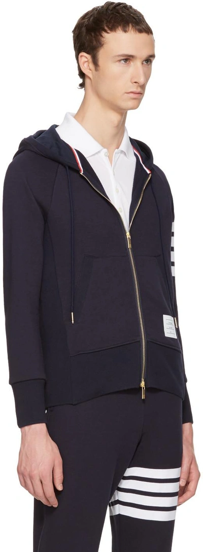 Shop Thom Browne Navy Classic Full Zip Hoodie In Navy 461