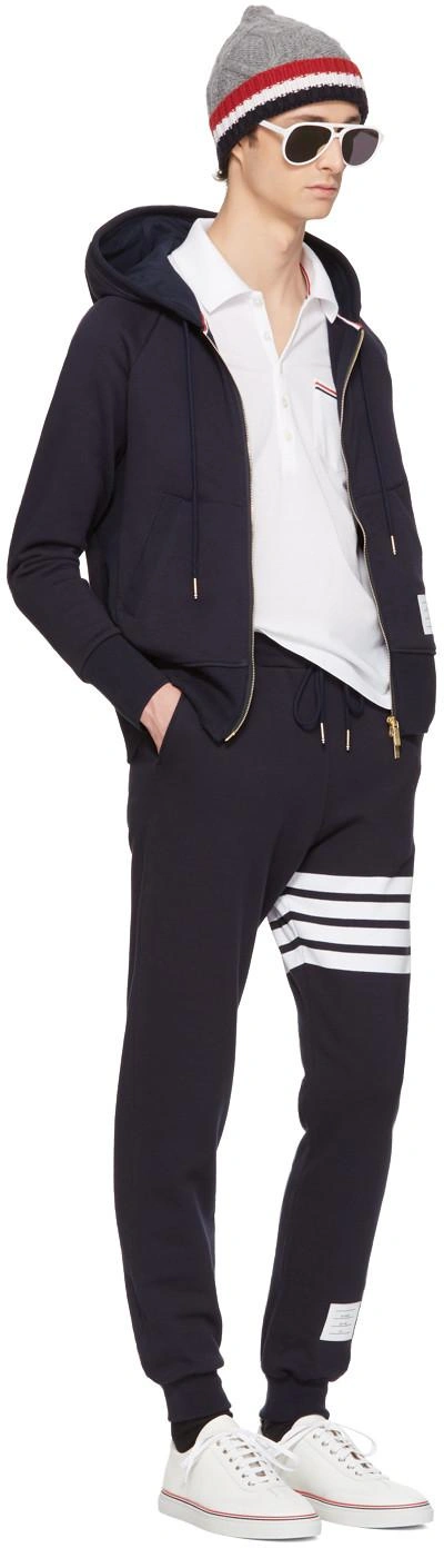 Thom Browne Classic Loopback 4-bar Full Zip Hoodie In Gray