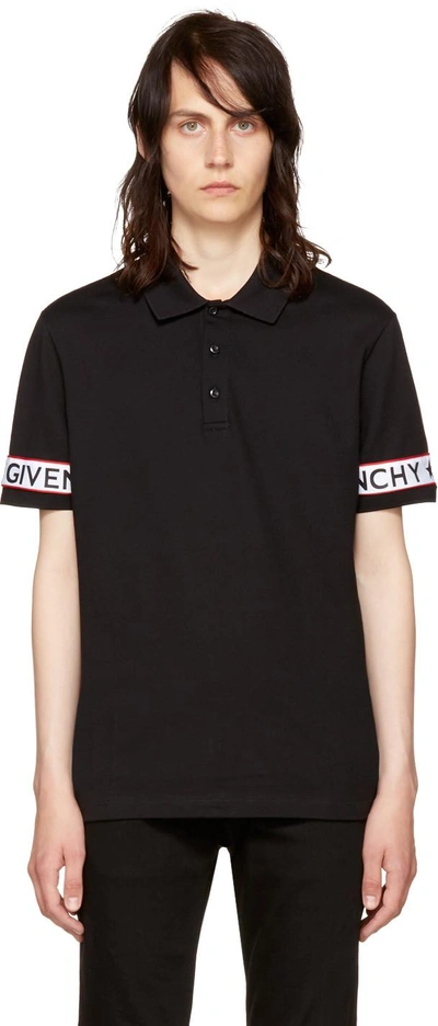 Shop Givenchy Black Logo Sleeve Polo