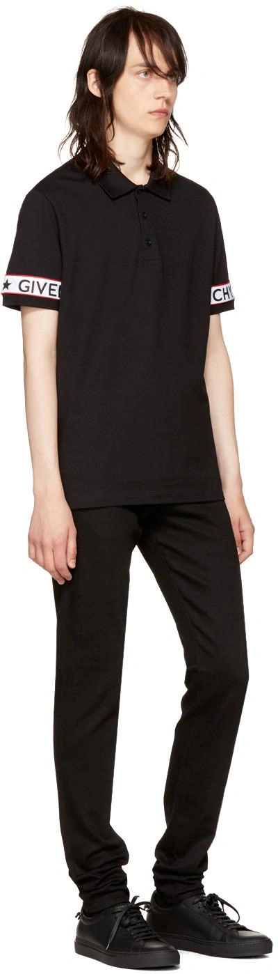 Shop Givenchy Black Logo Sleeve Polo