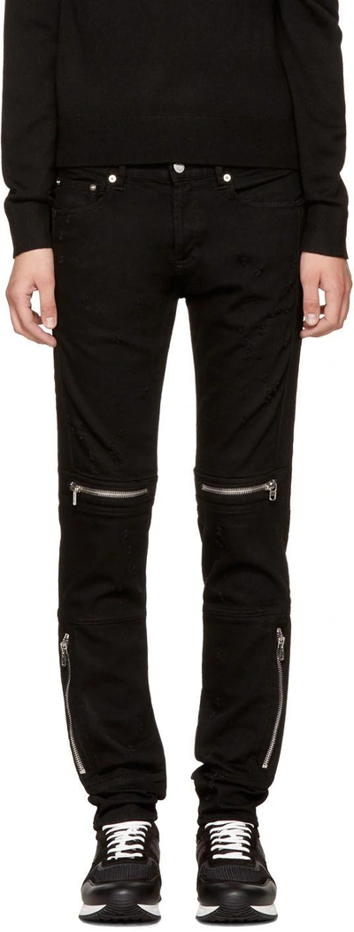 Shop Givenchy Black Rico Biker Jeans