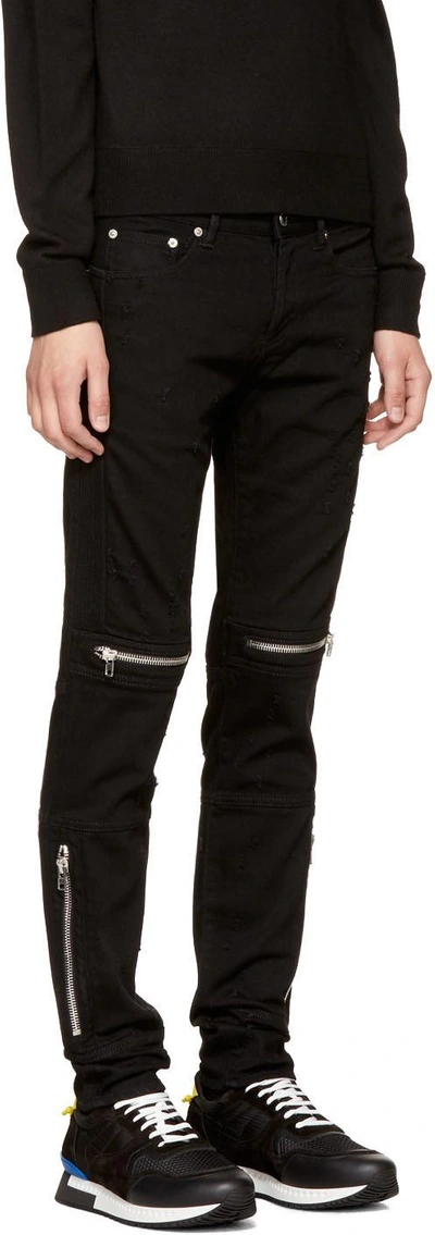 Shop Givenchy Black Rico Biker Jeans