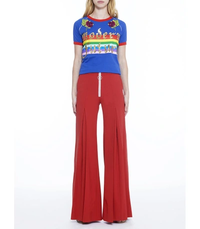 Shop Off-white Red Pleated Wide Leg Pant
