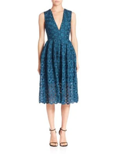 Nicholas Lace Fit-&-flare Dress In Peacock